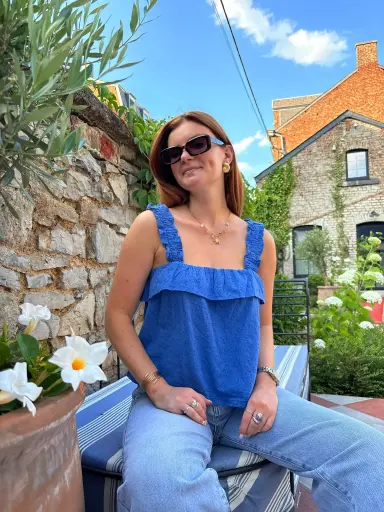 Top Carmen bleu 